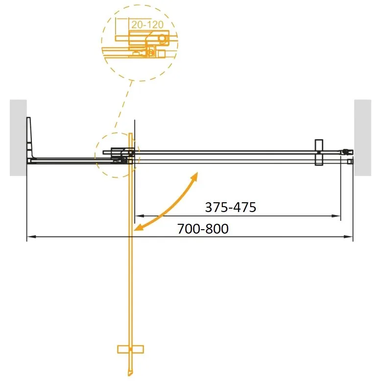Душевая дверь в нишу Cezares Slider SLIDER-B-1-70/80-GRIGIO-BORO 80 см, профиль брашированное золото Sancos — официальный сайт