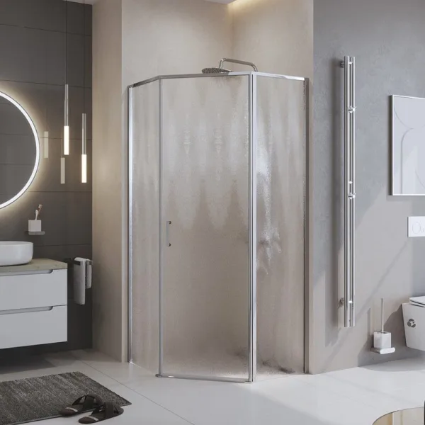 Душевой уголок BelBagno Uno UNO-195-P-1-90-CH-CR стекло рифленое Sancos — Оригинал