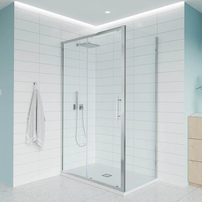 Душевой уголок Veconi Evo 100SP CH 140х80 см, профиль глянцевый хром, стекло прозрачное Sancos — официальный сайт
