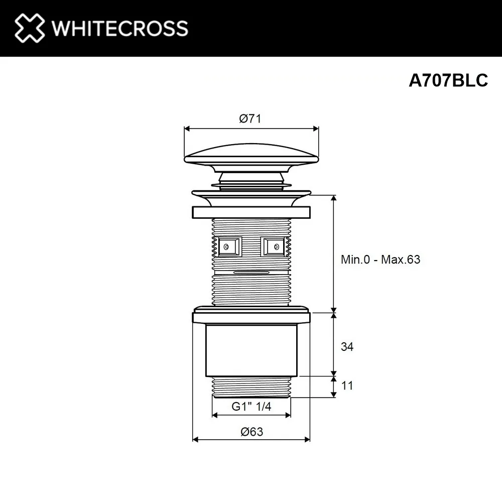 Донный клапан для раковины WHITECROSS A707BLC, черный матовый Sancos — официальный сайт