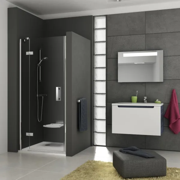 Душевая дверь в нишу Ravak Smartline SMSD2-90 B L Transparent, профиль хром Sancos — Оригинал