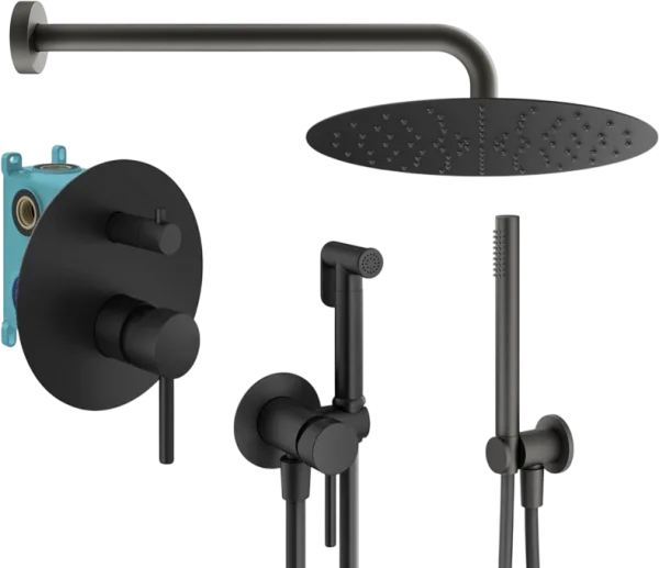 Комплект для ванной Plumberia Selection Ixo KITZXO18NO С ВНУТРЕННЕЙ ЧАСТЬЮ, черный матовый Sancos — Оригинал