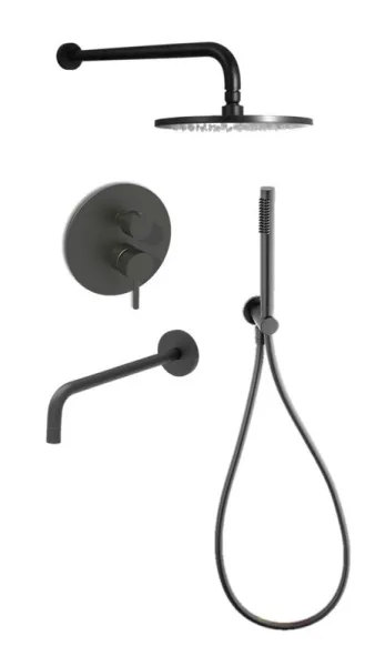 Душевой комплект Paffoni Light KITLIG019NO141, С ВНУТРЕННЕЙ ЧАСТЬЮ, черный матовый Sancos — Оригинал