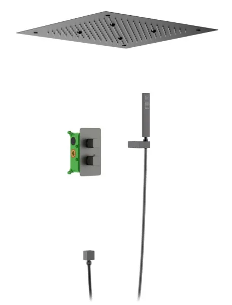 Душевой комплект Timo Petruma SX-5029/18SM, С ВНУТРЕННЕЙ ЧАСТЬЮ, с термостатом, черное золото Sancos — Оригинал