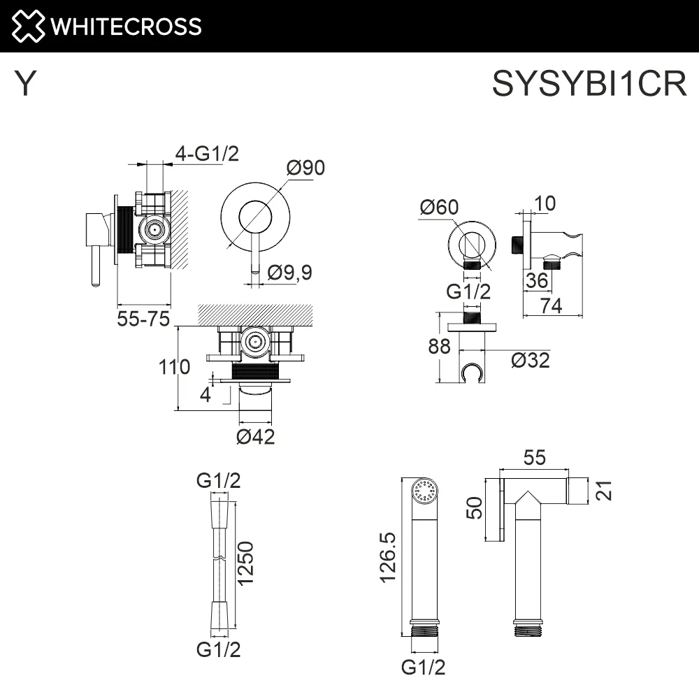 Гигиенический душ WHITECROSS Y SYSYBI1CR, хром Sancos — официальный сайт