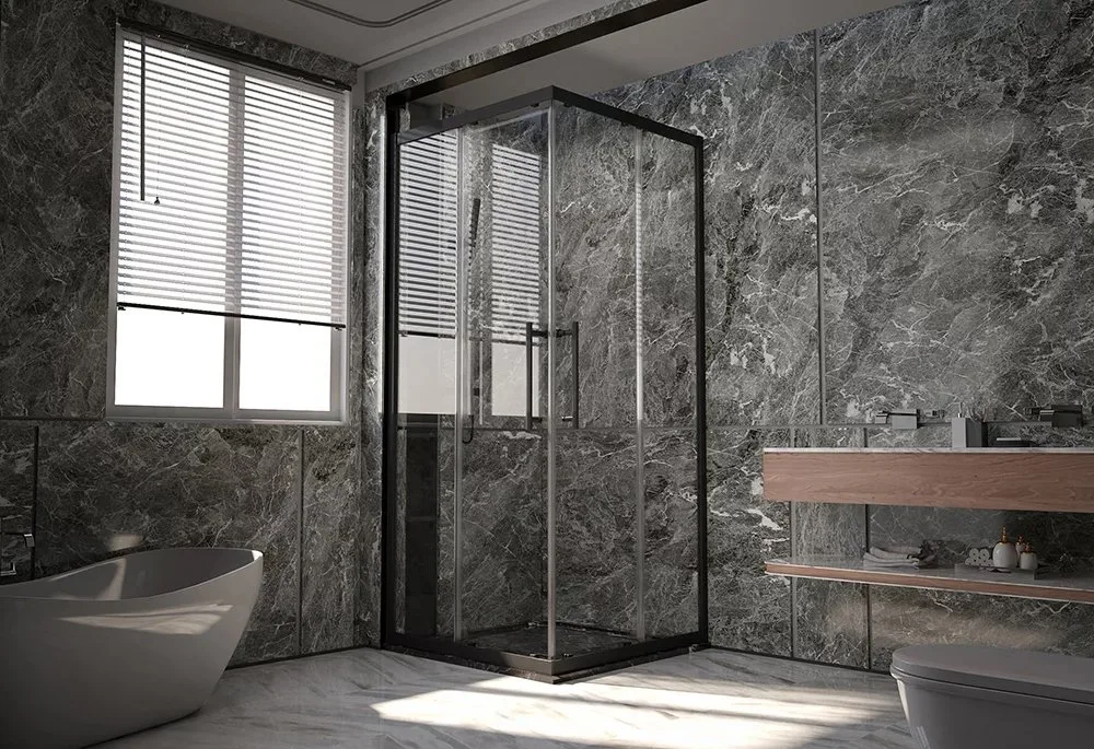Душевой уголок Veconi Premium Trento PTC-20B 110x80, профиль черный матовый, стекло прозрачное Sancos — официальный сайт