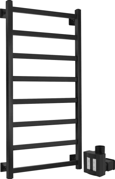 Полотенцесушитель электрический Secado Корсико 1 , 100x50 ТЭН квадратный скрытый, черный матовый, R Sancos — Оригинал