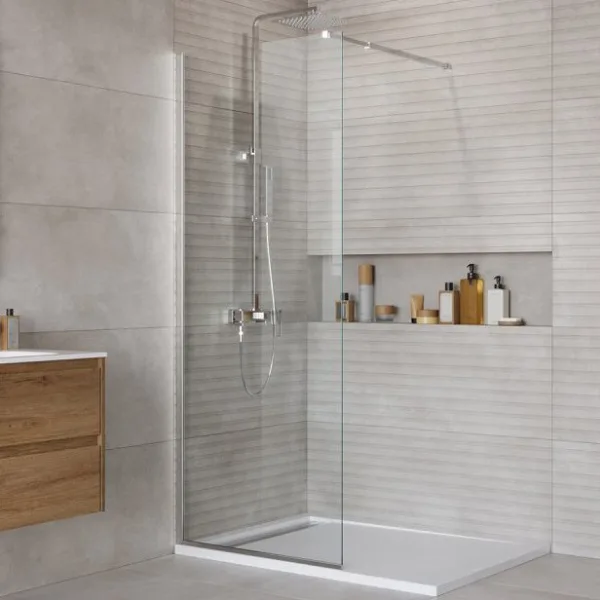 Душевая перегородка BelBagno Kraft 70 см, профиль хром, стекло прозрачное Sancos — Оригинал