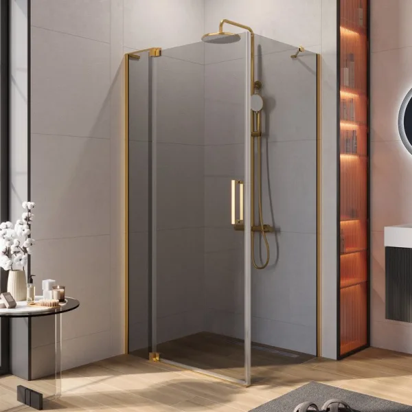 Душевой уголок Cezares Slider AH 1 100-70/80 GRIGIO BORO профиль брашированное золото, стекло серое Sancos — Оригинал