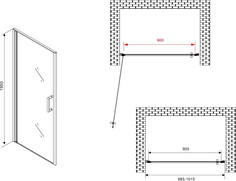 Душевая дверь в нишу Abber Sonnenstrand AG04100 100 см, профиль хром, стекло прозрачное Sancos — официальный сайт