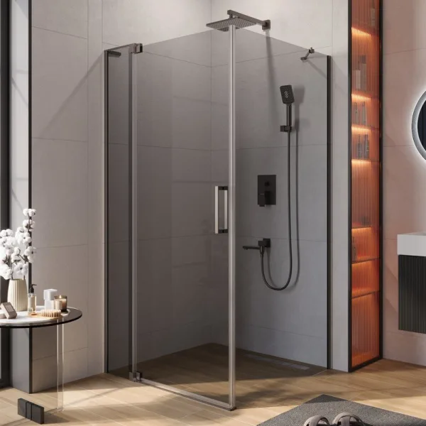 Душевой уголок Cezares Slider AH 1 100-100/110 GRIGIO GM профиль оружейная сталь, стекло серое Sancos — Оригинал