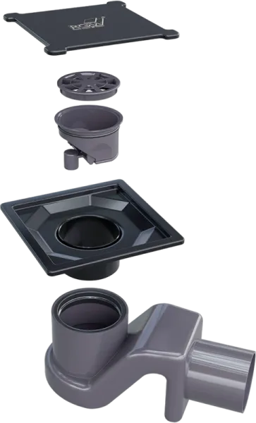 Душевой трап RGW Shower Drain SDR-13B, 11х11 см, черный Sancos — Оригинал