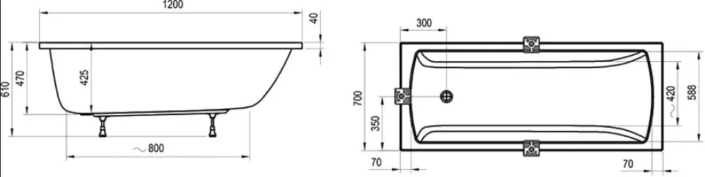 Акриловая ванна Ravak Classic II CC11000000 без опоры 120x70 см, пристенная, белая Sancos — официальный сайт