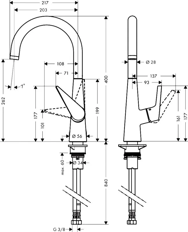Смеситель для кухни Hansgrohe Talis M51 72810800 сталь Sancos — официальный сайт