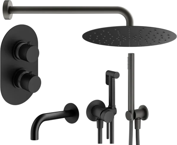 Комплект для ванной Plumberia Selection Ixo KITZXOT19NO60 С ВНУТРЕННЕЙ ЧАСТЬЮ, матовый черный Sancos — Оригинал
