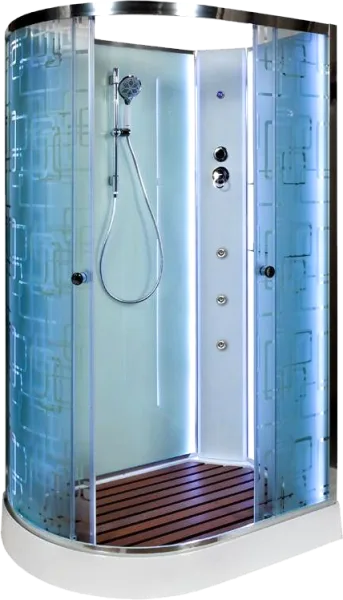 Душевая кабина DTO EM1512RN 120х80, LED с гидромассажем, профиль хром, стекло матовое с узором Sancos — Оригинал