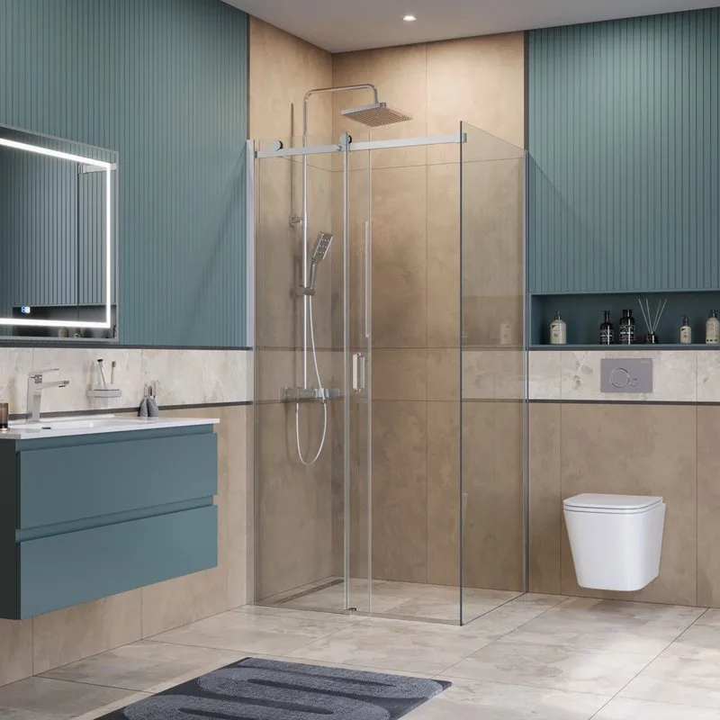 Душевой уголок BelBagno Soft Close-2 AH-1-100/90-C-Cr профиль хром Sancos — официальный сайт