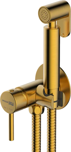 Гигиенический душ Wasserkraft Sauer A70838 со смесителем, С ВНУТРЕННЕЙ ЧАСТЬЮ, матовое золото PVD Sancos — Оригинал
