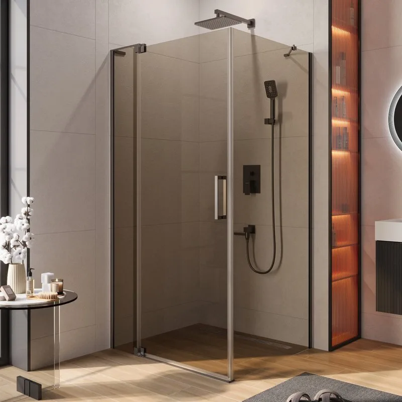 Душевой уголок Cezares Slider AH 1 90-90/100 BR GM профиль оружейная сталь, стекло бронза Sancos — официальный сайт