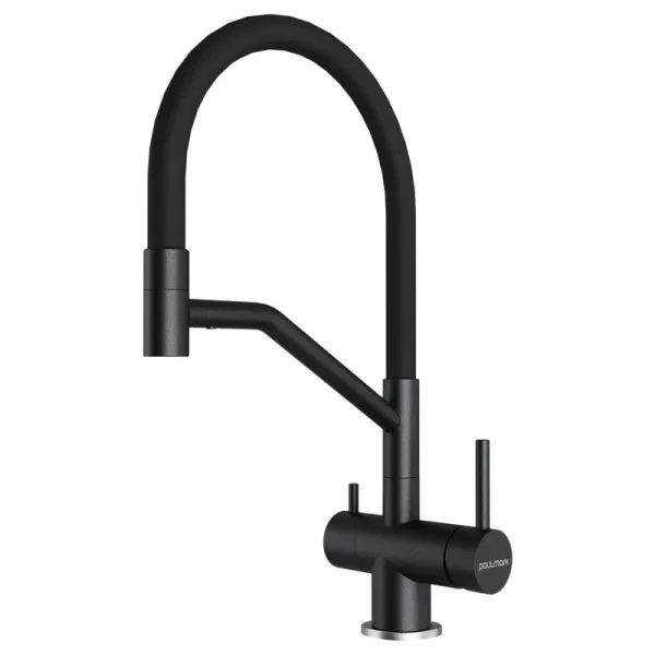 Смеситель для кухни Paulmark Rubert Ru213175-BLM, с гибким изливом, матовый черный Sancos — Оригинал