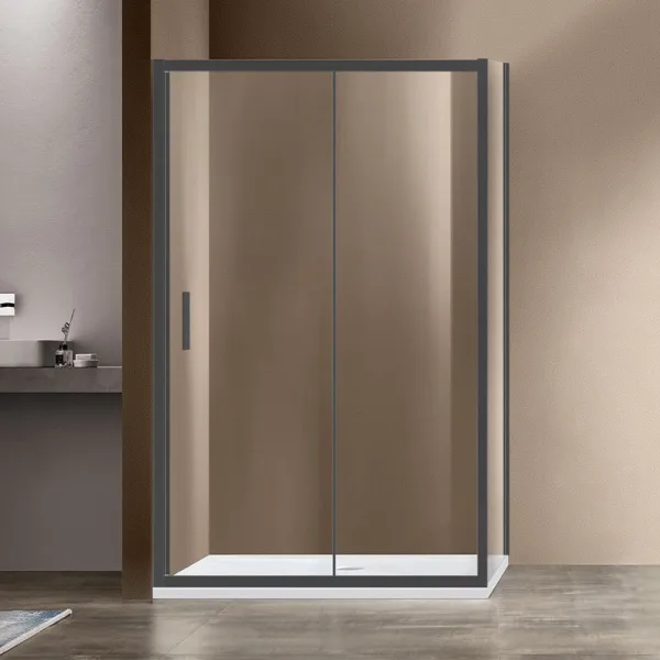 Душевой уголок Vincea Garda VSR-1G8012CLGM 120х80, профиль вороненая сталь, стекло прозрачное Sancos — Оригинал