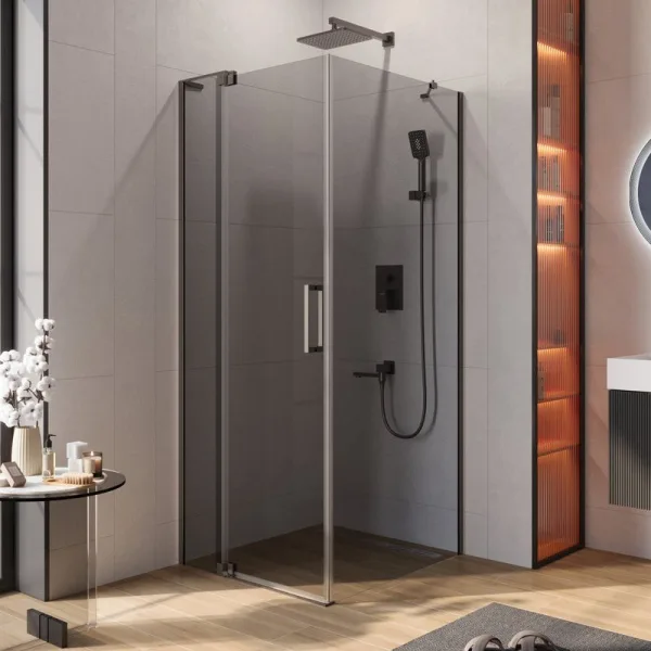 Душевой уголок Cezares Slider AH 1 80-80/90 GRIGIO GM профиль оружейная сталь, стекло серое Sancos — Оригинал
