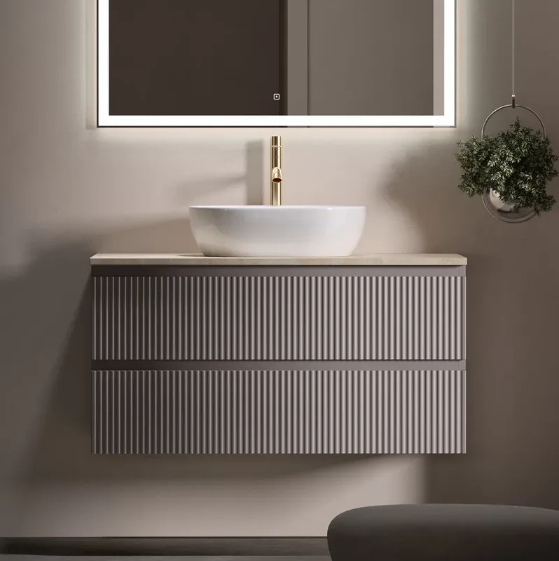 Тумба с раковиной Sancos Snob R 100 см, doha soft, столешница бежевая, раковина CN6019 Sancos — официальный сайт