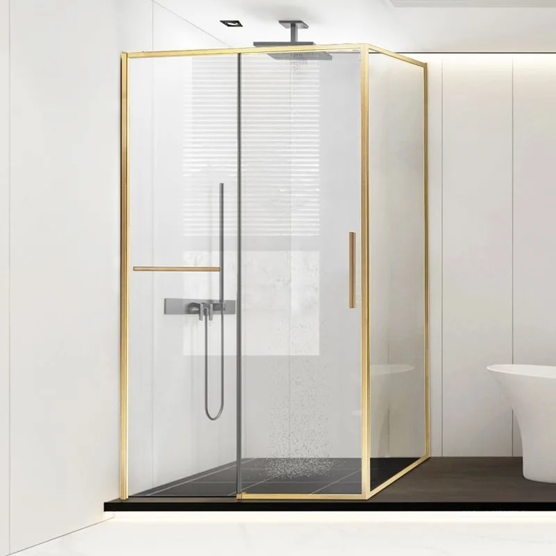 Душевой уголок Vincea Slim Soft VSR-1SS1011CLG 110х100, профиль брашированное золото, стекло прозрач Sancos — официальный сайт