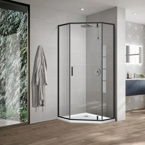 Душевой уголок Vincea Slim-U VSP-2SU900CLB 90x90 см, профиль черный, стекло прозрачное Sancos — Оригинал
