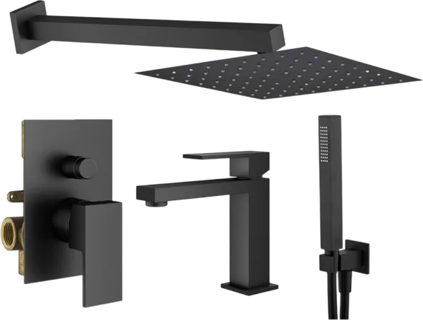 Комплект для ванной Plumberia Selection Tag KITTG15NO53 С ВНУТРЕННЕЙ ЧАСТЬЮ, черный матовый Sancos — Оригинал
