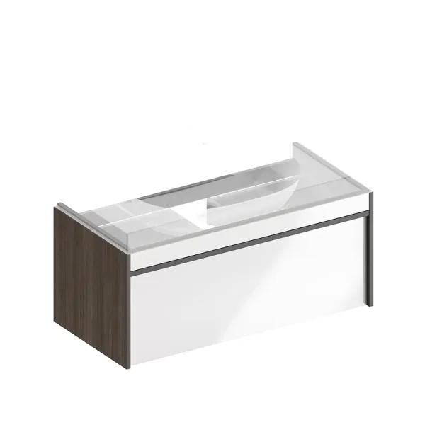 Тумба под раковину без столешницы KERAMA MARAZZI Modula 100 подвесная, арабика, глянцевая белая Sancos — Оригинал