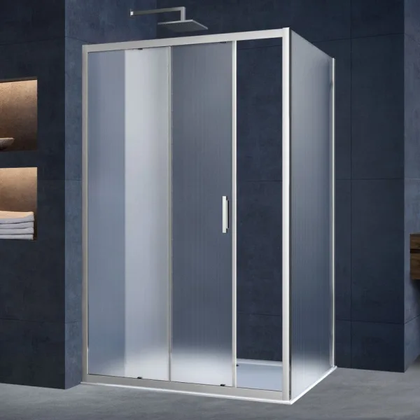 Душевой уголок Vincea Alpha VSR-3AL9014MT 140х90 см, профиль хром, стекло текстурное Sancos — Оригинал