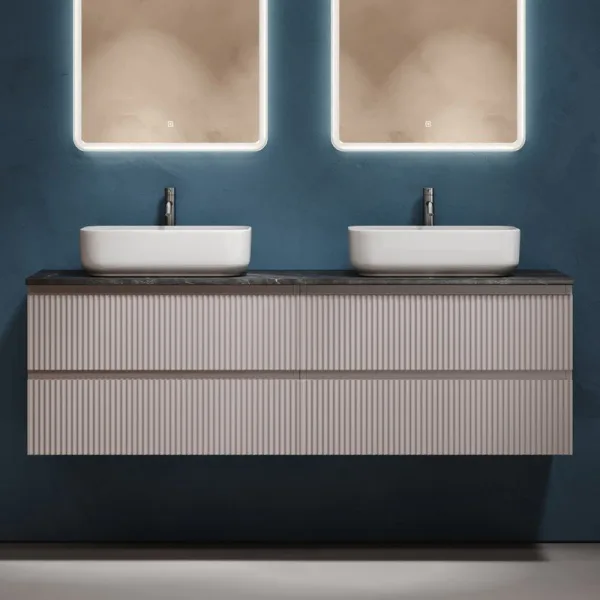 Тумба с раковиной Sancos Snob R 160 doha soft, столешница черный мрамор TT160A1X, раковина CN5043 Sancos — Оригинал