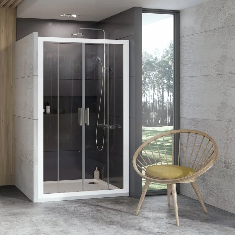Душевая дверь в нишу Ravak 10° 10DP4-120 Transparent, профиль белый Sancos — официальный сайт