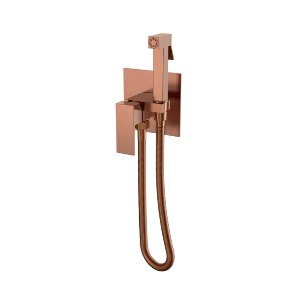 Гигиенический душ Boheme Qubic 477-CB со смесителем, С ВНУТРЕННЕЙ ЧАСТЬЮ, copper brushed Sancos — Оригинал