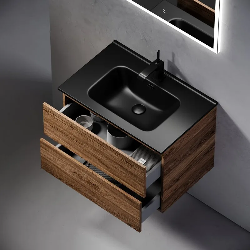Тумба с раковиной Sancos Urban 70 дуб чарльстон, черная раковина CN7007MB Sancos — официальный сайт