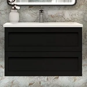 Тумба под раковину без столешницы Art&Max Platino 100, подвесная, черная матовая Sancos — Оригинал