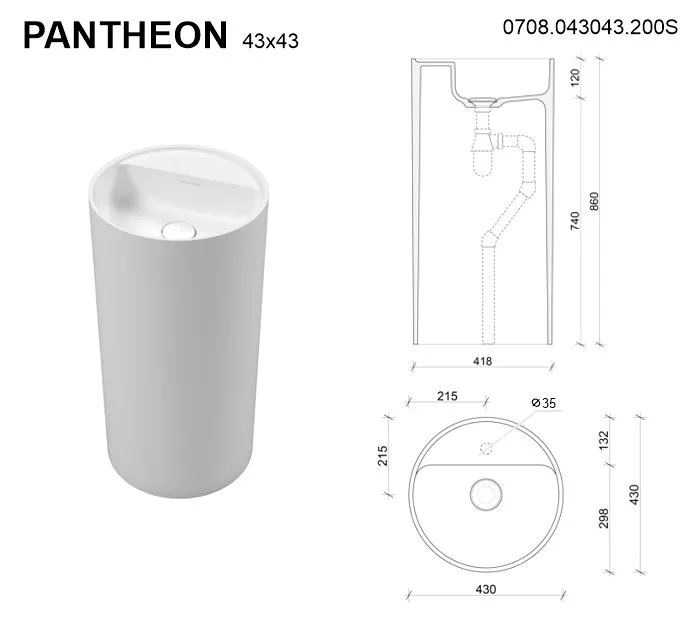 Раковина WHITECROSS Pantheon 0708.043043.200S матовая белая Sancos — официальный сайт