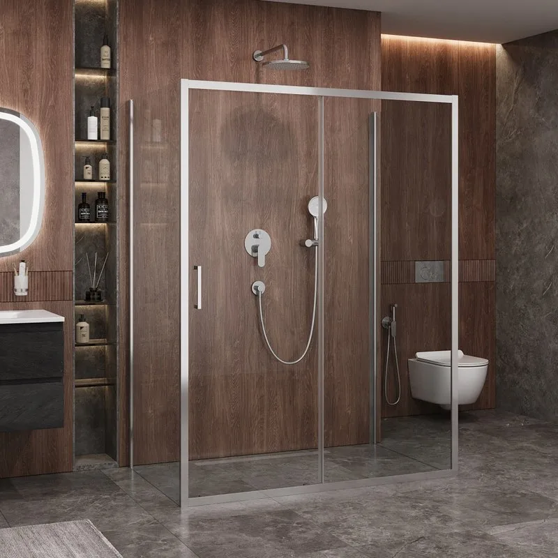 Душевой уголок Cezares Molveno AH-12 150х80 см, профиль хром, стекло прозрачное Sancos — официальный сайт