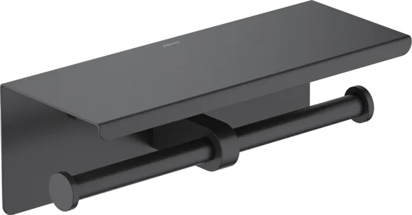 Держатель туалетной бумаги AQUATEK Оберон AQ4909MB двойной, с полкой для телефона, матовый черный Sancos — Оригинал