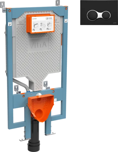 Система инсталляции для унитазов VitrA Vpro 765-5800-01, + Кнопка смыва VitrA 740-0411 черный Sancos — Оригинал