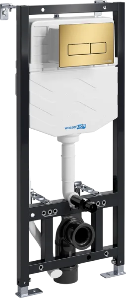 Система инсталляции для унитазов Wasserkraft Aller 10TLT.010.ME.MG03, с кнопкой смыва матовое золото Sancos — Оригинал
