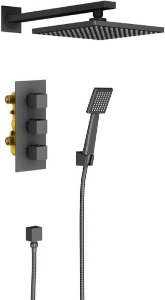 Душевой комплект Timo Tetra-Thermo SX-0179/03SM, черный, С ВНУТРЕННЕЙ ЧАСТЬЮ Sancos — Оригинал