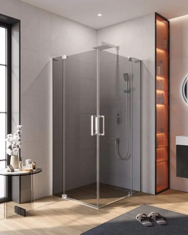 Душевой уголок Cezares Slider AH 2 70/80-90/100 Grigio Cr профиль хром, стекло серое Sancos — официальный сайт