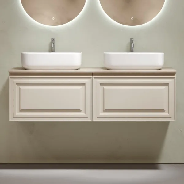 Тумба с раковиной Sancos Very 160 beige soft, столешница бежевая TT160A2X, раковина CN5043 Sancos — Оригинал