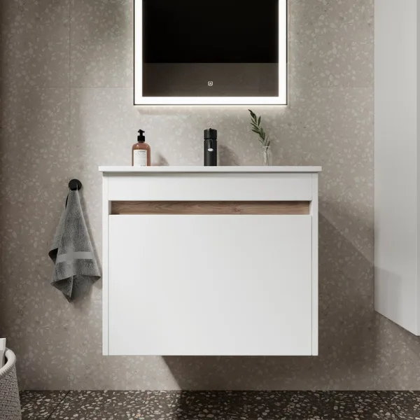 Тумба с раковиной Sancos Smart 60 см белый глянец Sancos — Оригинал