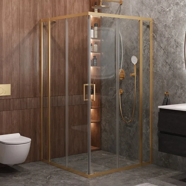 Душевой уголок Cezares Molveno A 22 90+30 C BORO IV 120х120 см, профиль брашированное золото, стекло Sancos — Оригинал