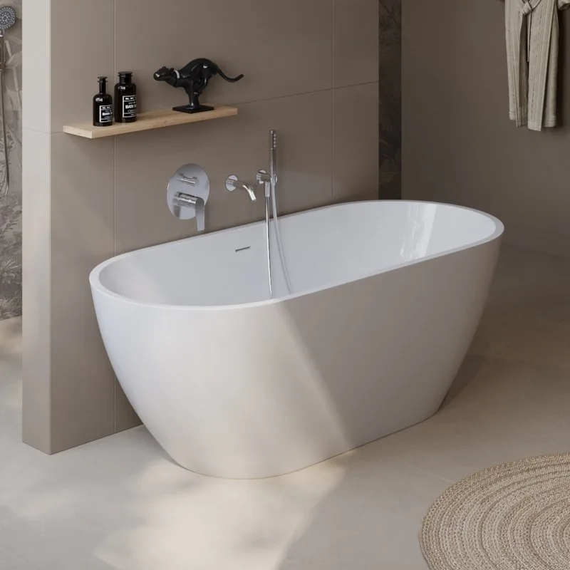 Акриловая ванна BelBagno Uno BB701 150x75 см, отдельностоящая, белая, овальная, на ножках, со сливом Sancos — официальный сайт