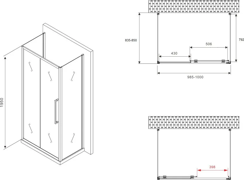 Душевой уголок Abber Schwarzer Diamant AG30100H-S85-S85 100x85, профиль хром, стекло прозрачное Sancos — официальный сайт