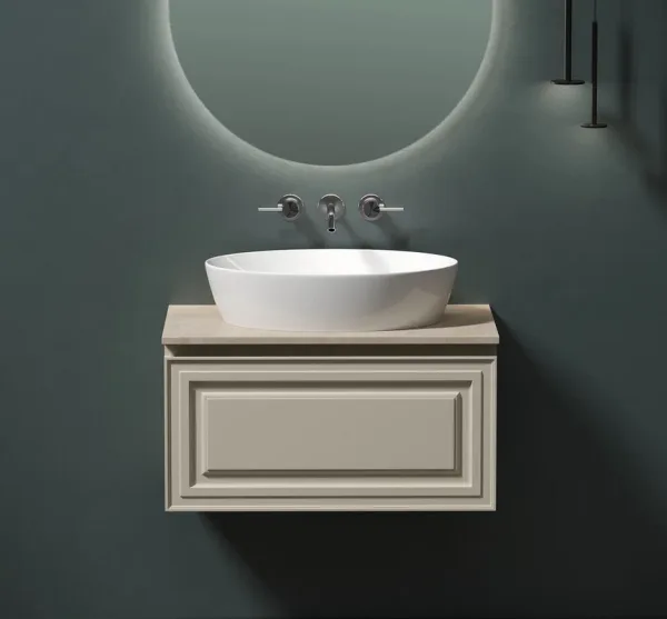 Тумба с раковиной Sancos Very 80 см, beige soft, столешница бежевая, раковина CN5018 Sancos — Оригинал